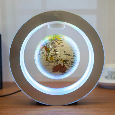 Round LED world map levitating globe with magnetic anti-gravity light display